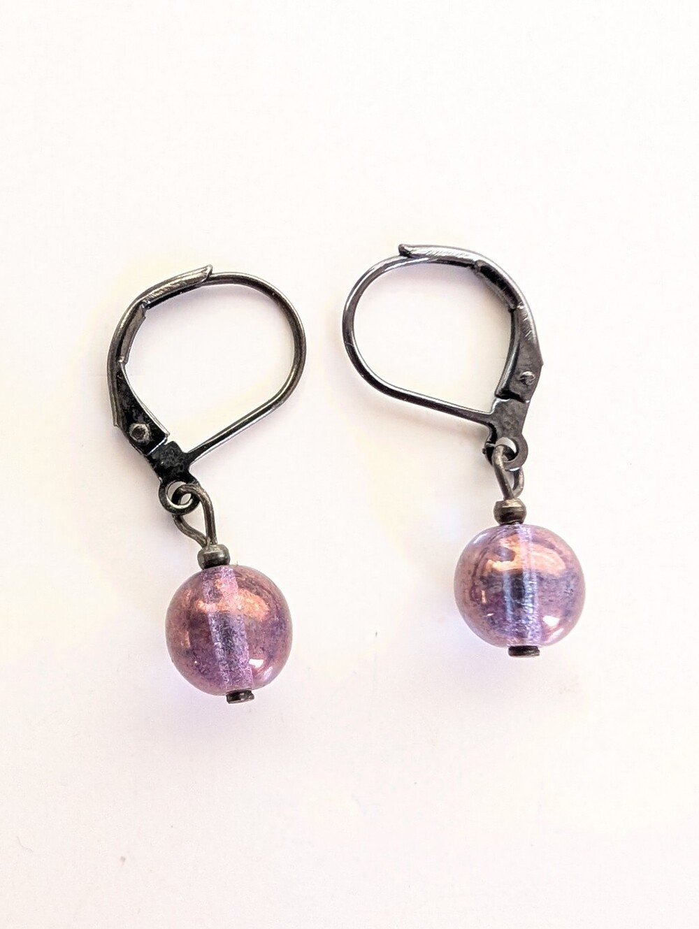 Bohemian Minimalist Style Purple Glass Beaded Summer Leverback Dangle Earrings